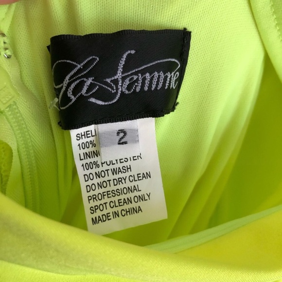 La Femme Neon Yellow Strappy Back Formal Gown - Picture 10 of 13